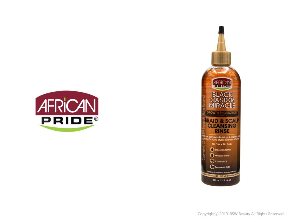 AFRICAN PRIDE BLACK CASTOR MIRACLE GROWTH PROTECTION FORMULA BRAID & SCALP CLEANSING RINSE 12oz