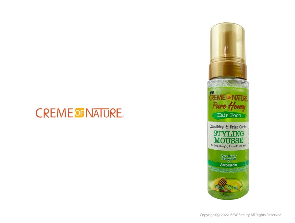CREME OF NATURE PURE HONEY HAIR FOOD SMOOTHING & FRIZZ CONTROL STYLING MOUSSE AVOCADO 7oz
